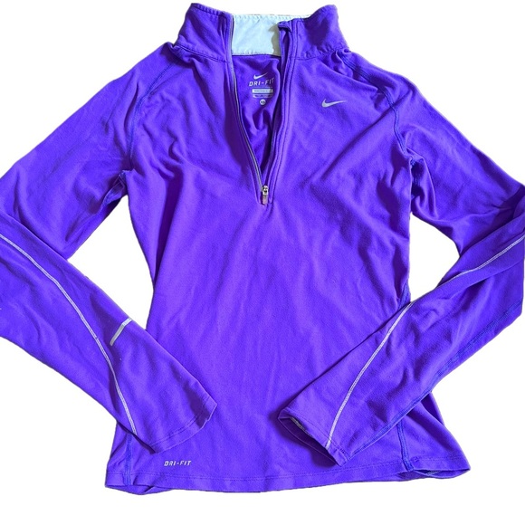 PURPLE NIKE DRI FIT QUARTER ZIP LONG SLEEVE TOP SIZE XS - Picture 1 of 6